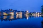 Twilight At Binnenhof Palace, Place Of Parliament In The Hague Stock Photo