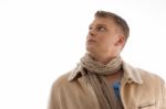 Portrait Of Young Male Looking Upward Stock Photo