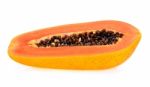 Half Of Papaya Isolated On White Background Stock Photo