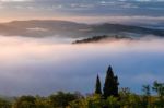 Sunrise Over Val D'orcia Stock Photo