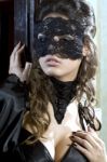 Cute Girl In Masquerade Mask Stock Photo