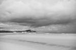 Pristine Beachfront At North Point, Moreton Island. Black And White Stock Photo