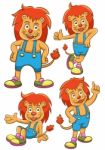 Lion Cartoon Set Stock Photo