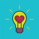 Heart Love Light Bulb Flat Design Icon  Illustration Stock Photo