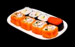 Sushi In White Plate On Black Background Stock Photo