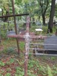 Crosses On Graves Cemetery And Fences   Stock Photo