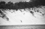 Pristine Beachfront At North Point, Moreton Island. Black And White Stock Photo