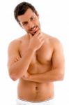 Smiling Young Male With Topless Stock Photo