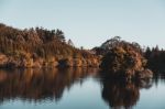 Island In The Middle Of A Lake Stock Photo