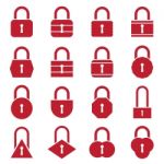 Lock Icon Set Red  Illustration Stock Photo