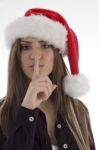 Lady Showing Silent Gesture Stock Photo