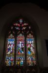 Stained Glass Window In St Mary's Church In Micheldever Stock Photo