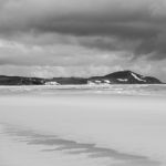 Pristine Beachfront At North Point, Moreton Island. Black And White Stock Photo