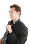 Teenage Business Man Fixing Tie Stock Photo