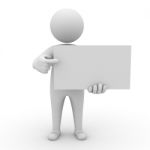 3d Man Holding Blank Board Stock Photo