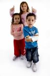 Standing Cute Little Children Stock Photo