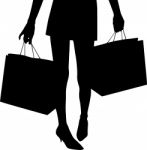 Silhouette Shopping Woman Stock Photo