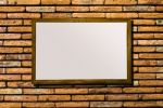 Blank Of Billboard On Brickwall Background Stock Photo