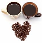 Coffee Beans Love Shows Roast Restaurant And Java Stock Photo