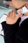 Businessman Talking Over Phone Stock Photo