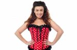 Stylish Woman In Corset Top Striking A Pose Stock Photo