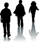 Walking Silhouette Teenager Stock Photo