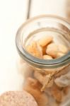 Cashew Nuts On A Glass Jar Stock Photo