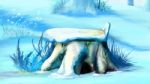 Old Tree Stump Covered With Snow Stock Photo