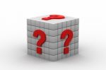 White Cubes And Question Mark Stock Photo