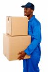 Male Holding Cardboard Box Stock Photo