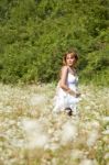 young Woman In Meadow Stock Photo