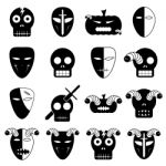 Halloween Mask Icon Set.  Illustration Stock Photo