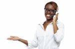 Call Centre Lady Attending Calls Stock Photo