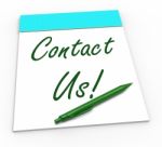 Contact Us! Notebook Means Online Support Or Chat Helpdesk Stock Photo