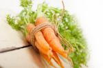 Baby Carrots Bunch Tied With Rope Stock Photo