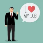 Businessman With Word I Love My Job Stock Photo