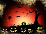 Bats Tree Indicates Trick Or Treat And Autumn Stock Photo