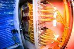 Fiber Optic With Servers In A Technology Data Center Stock Photo