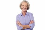 Casual Senior Smiling Woman Stock Photo