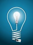 Creative Light Bulb Modern Design Template On Blue Background Stock Photo