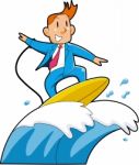 Business Man Water Surfing Stock Photo