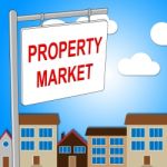 Property Market Sign Represents For Sale And Advertisement Stock Photo