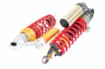 New Red Motorcycle Suspension Stock Photo