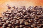 Coffee Beans On Wooden Stock Photo