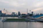 Swimming Soccer Stadium Stock Photo