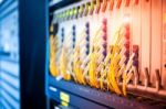 Fiber Optic With Servers In A Technology Data Center Stock Photo