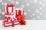 Christmas Background With Gift Boxes Stock Photo