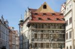 Highly Decorated Apartment Block In Prague Stock Photo