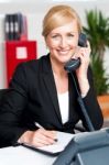 Corporate Lady On Phone Stock Photo