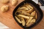 Potato Still Life On Wood Background Flat Lay Stock Photo